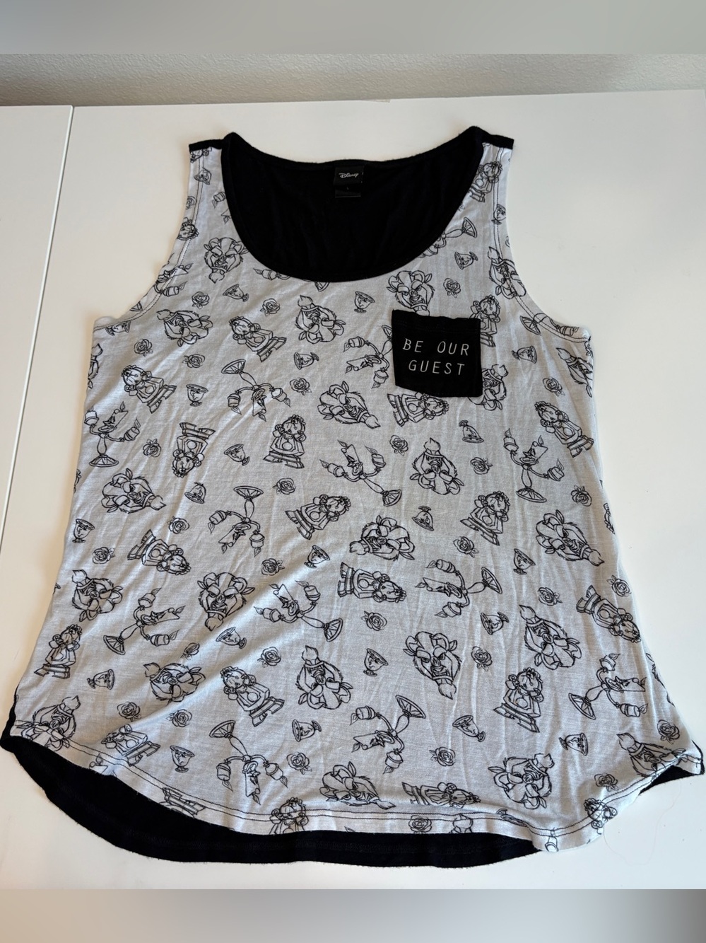 Disney Grey & Black 'Be Our Guest' Patterned Tank
